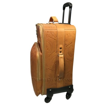 tooled leather suitcase carry on 840 L left side