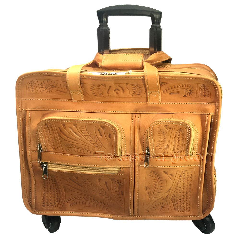 Leather Carry On Luggage with Wheels for Men