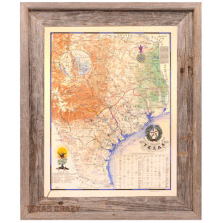 Texas Revolution Map 1836 Framed Large