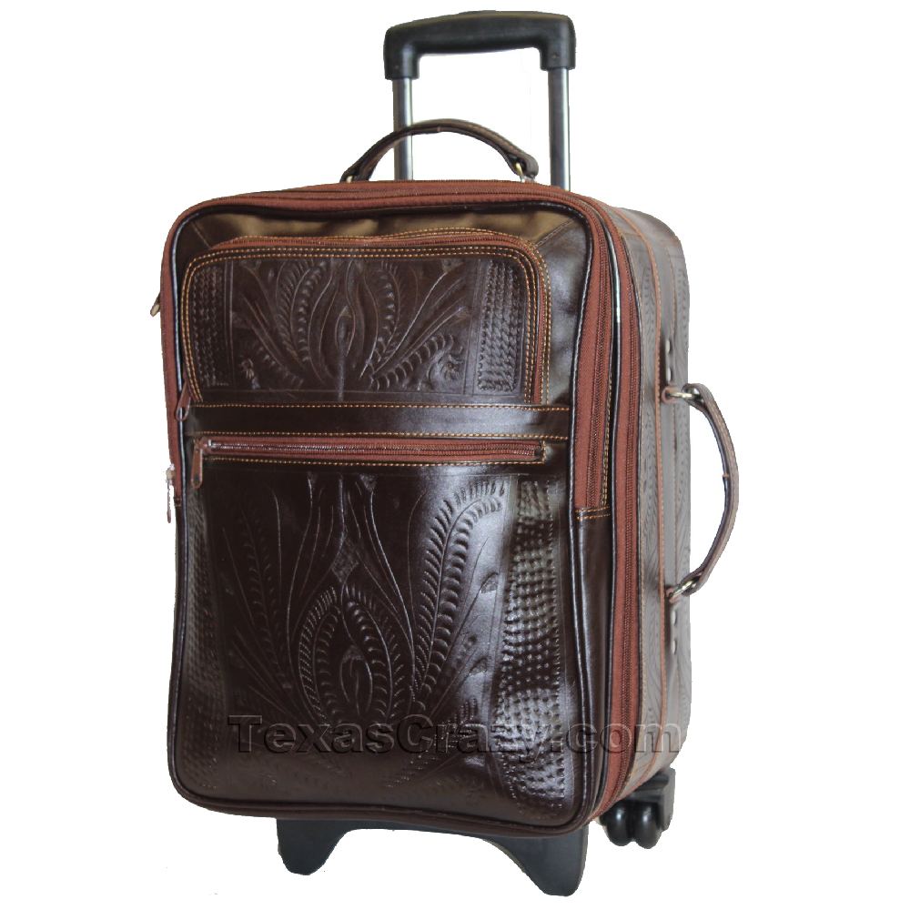 Tooled Leather Carry On Luggage Roller Bag 8840-S Store