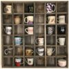 Kitchen Storage Coffee Cup Holder – Wall Décor Display Rack Shelf Organizer – Reclaimed Wood