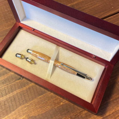 custom stylus pen for touch screen pecan in cherry wood box