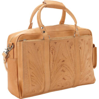 tooled leather briefcase 227 in natural tan