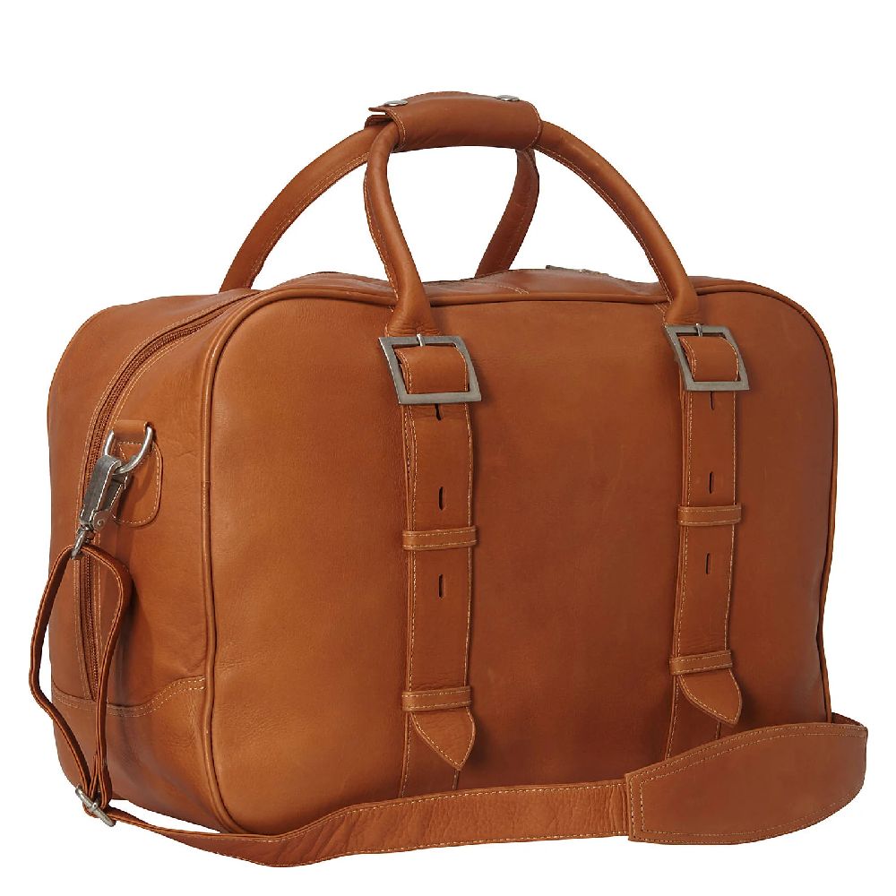 Piel Leather Travelers Carry-On Bag - Black Genuine Leather Weekender Briefcase With Multiple Pockets