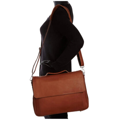 Piel leather laptop messenger bag 3146 on model